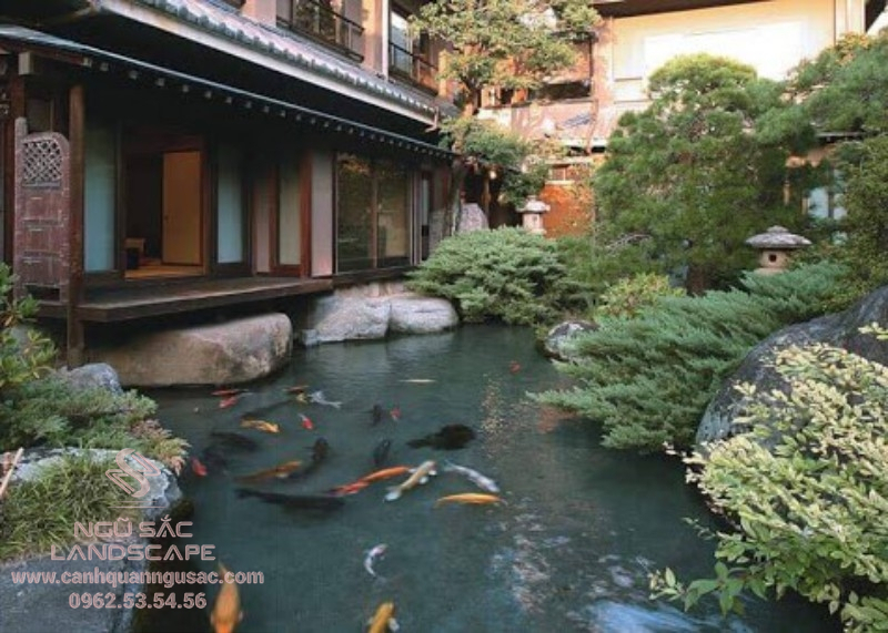 Hồ cá koi trong biệt thự vườn Nhật